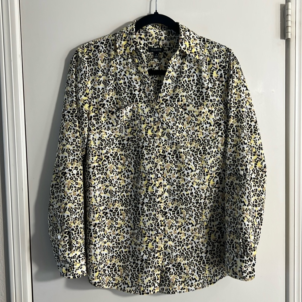 Talbots Womenβs Animal Print Long Sleeved Blouse